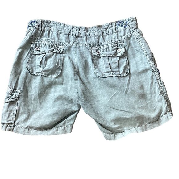 Sundance Kennebunk Linen-Cotton Embroidered Cargo Shorts Sz 10 Green #272D - Picture 3 of 16